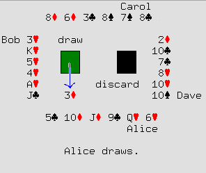 Alice draws.